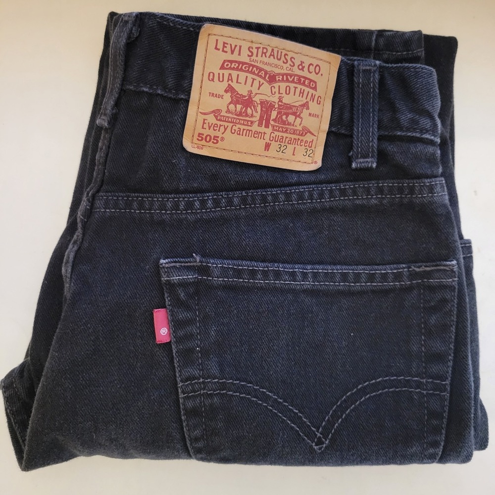 VTG Levi Strauss 505 Regular Fit Straight Leg Jeans Men Size 30x31 Black Levi's